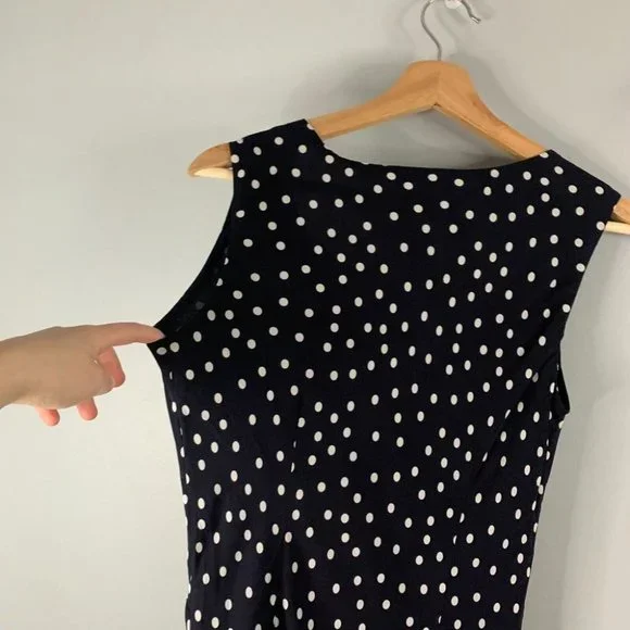 Talbots Polka Dot Sleeveless 100% Silk Midi Dress 10 Petites - Picture 8 of 12